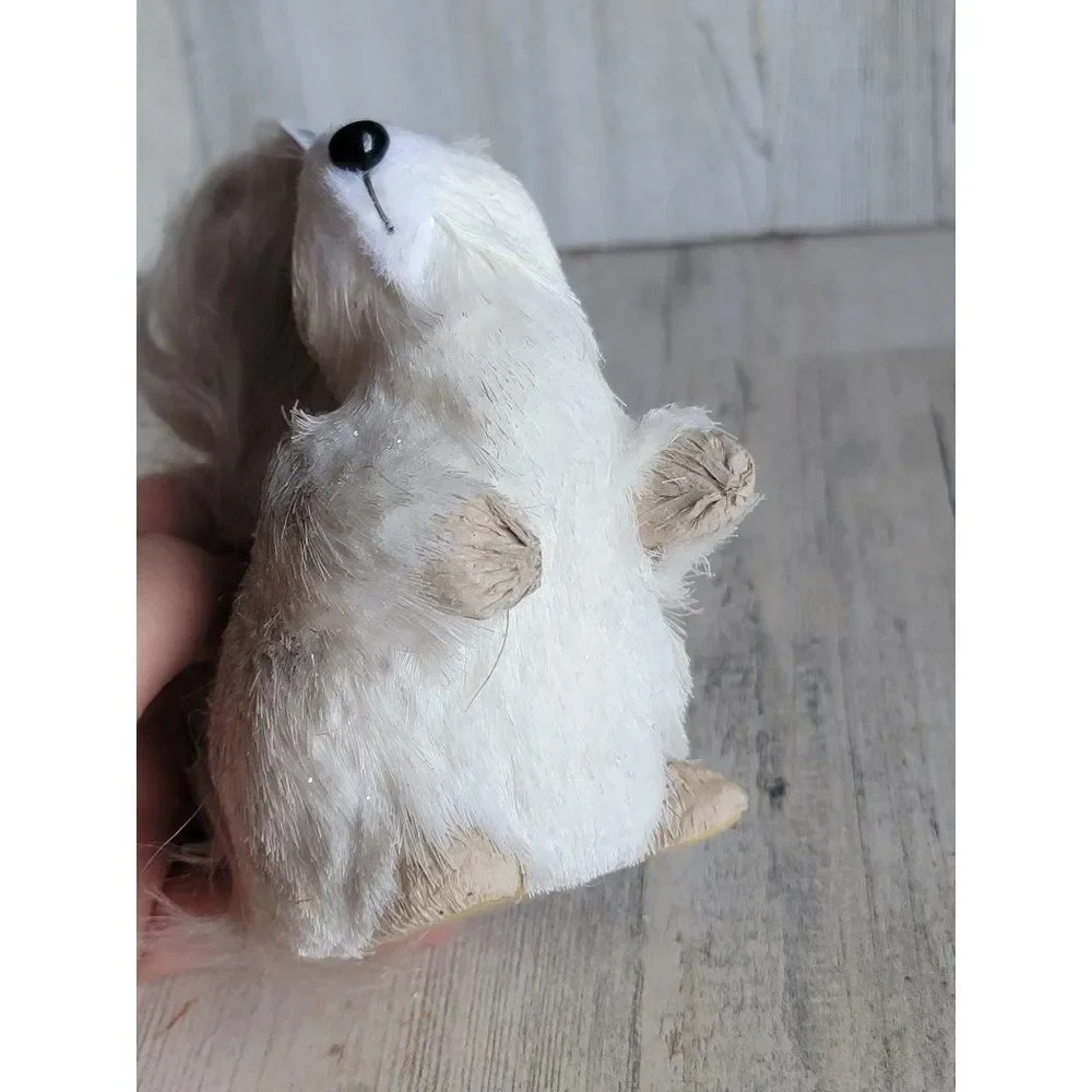 Pier 1 mini bristle‎ brush winter squirrel glitter Xmas figure